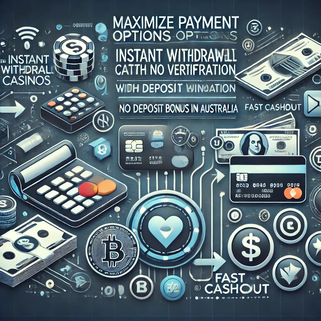 Maximize Payment Options for Deposits and Withdrawals at Instant Withdrawal Casinos with No Verification and No Deposit Bonus in Australia